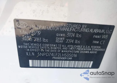 2020 Hyundai Elantra Se from USA, damaged, VIN 5NPD74LF2LH505016